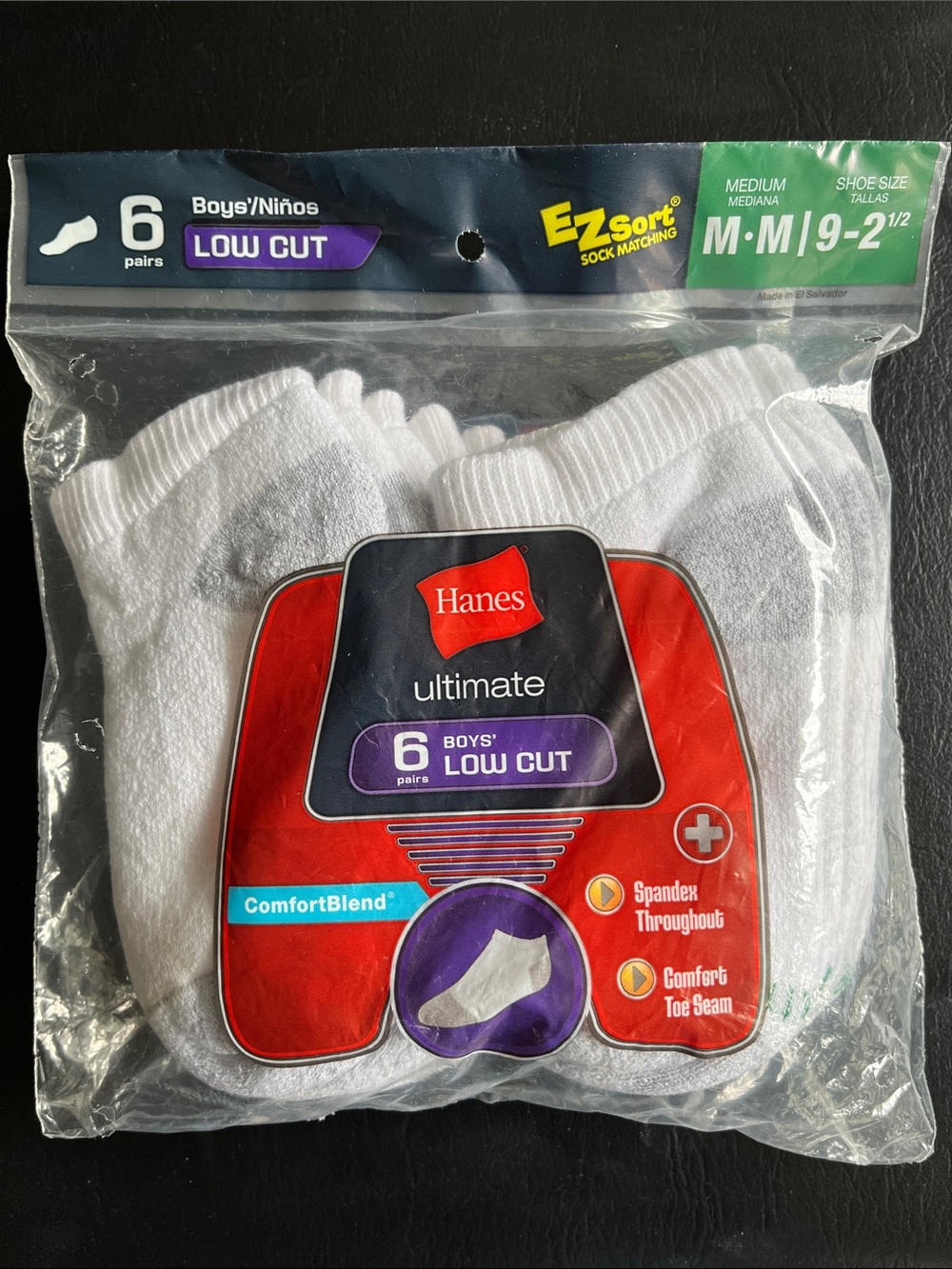 Hanes White Boys' Low Cut Athletic Socks - Pack of 6